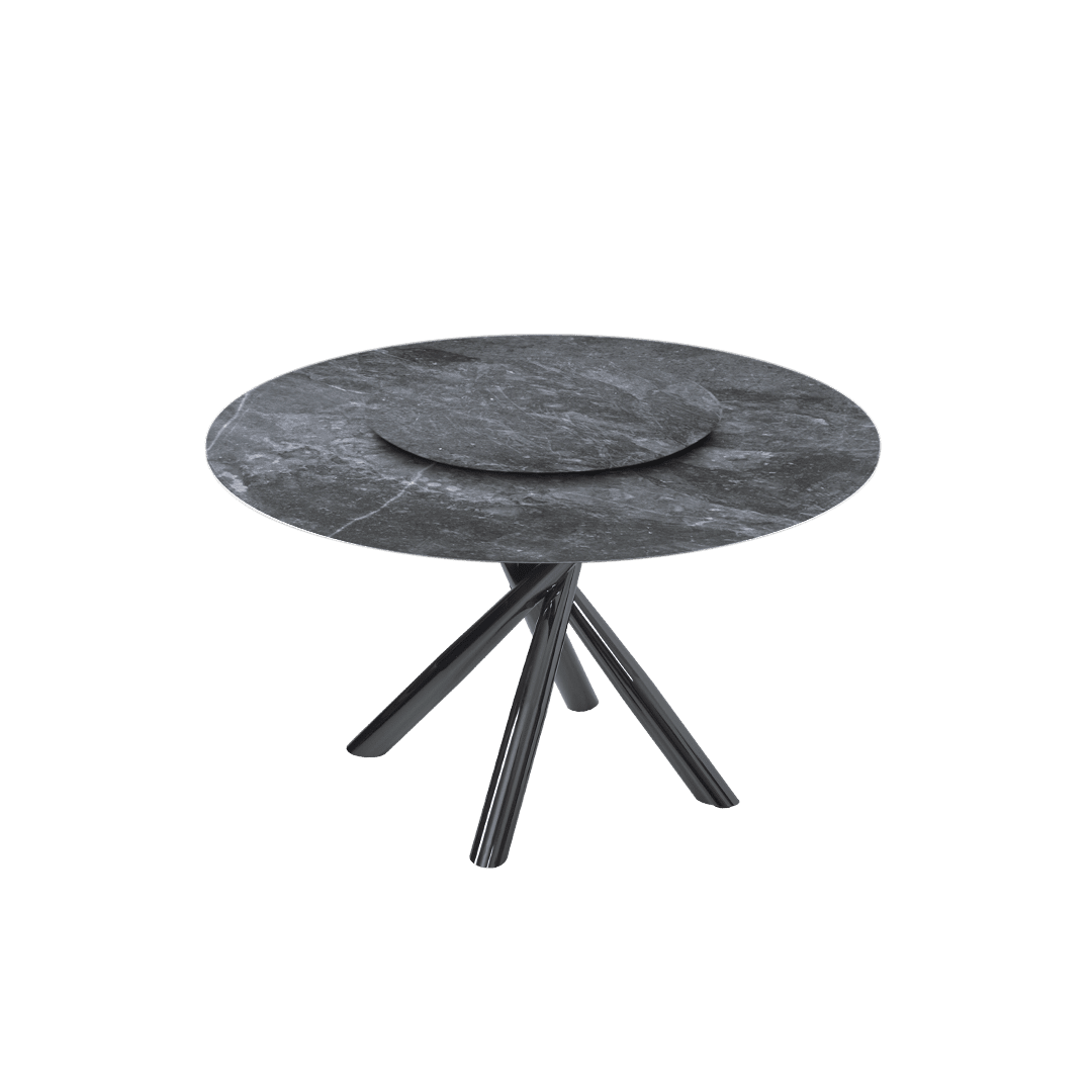 4.3ft Round Era Silver Natural Marble Dining Table