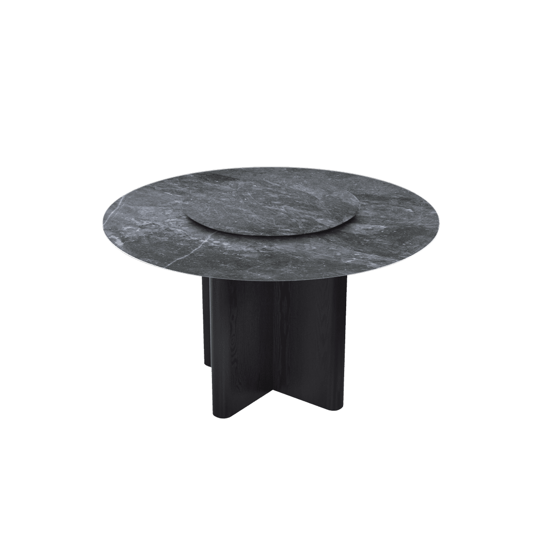 4.3ft Round Era Silver Natural Marble Dining Table