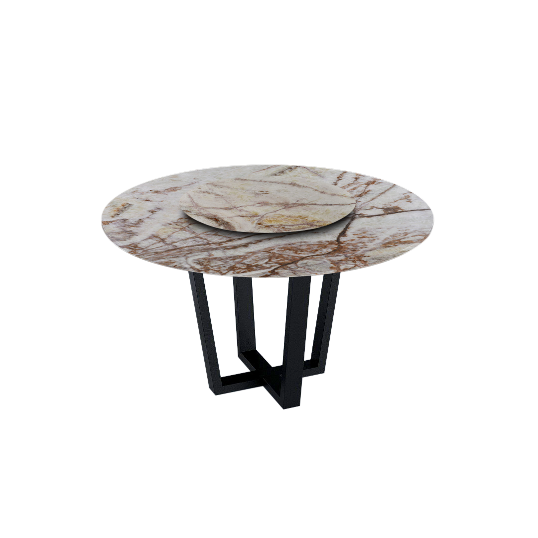 4.3ft Round Spider Onyx Natural Marble Dining Table