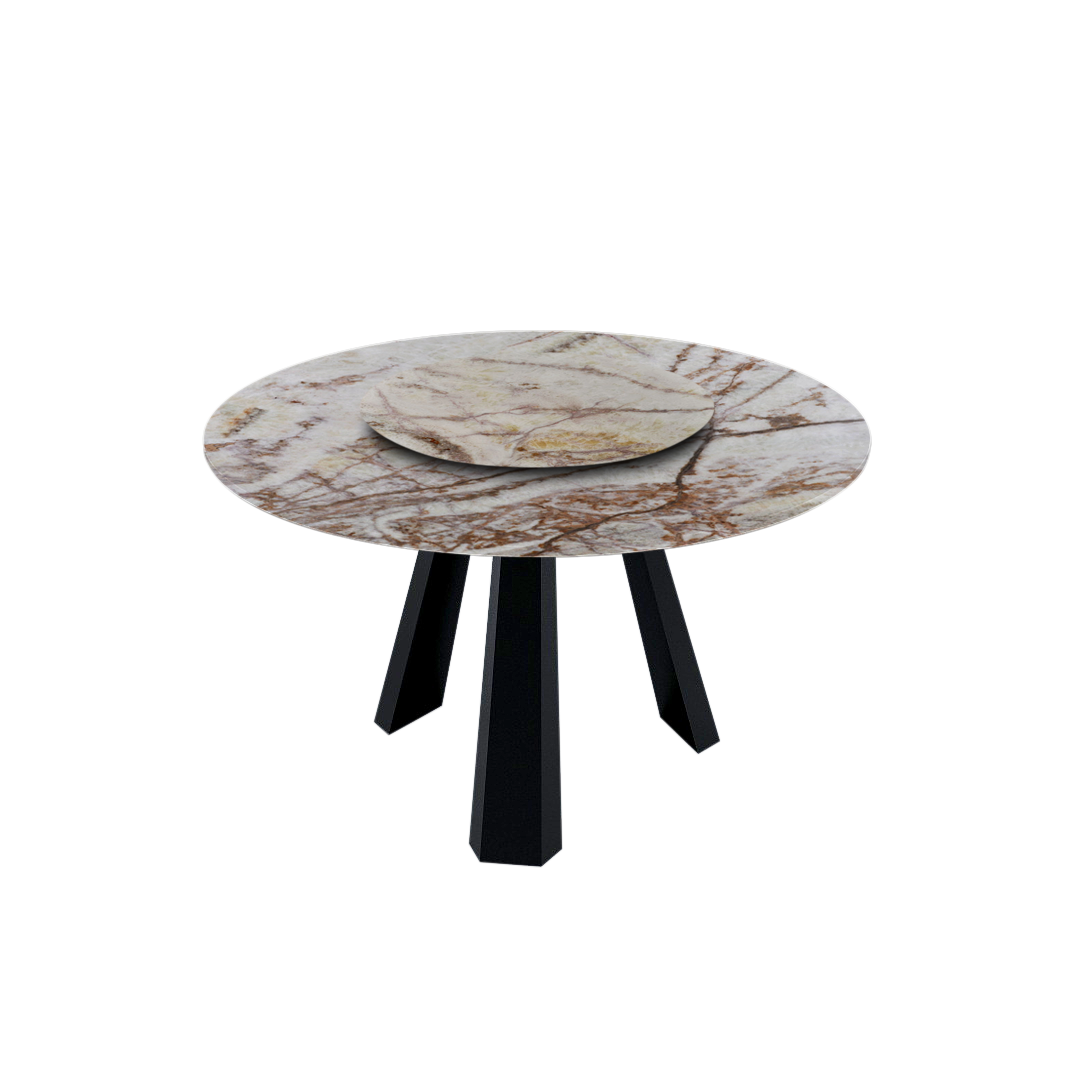 4.3ft Round Spider Onyx Natural Marble Dining Table