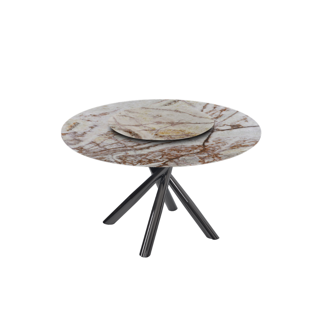 4.3ft Round Spider Onyx Natural Marble Dining Table