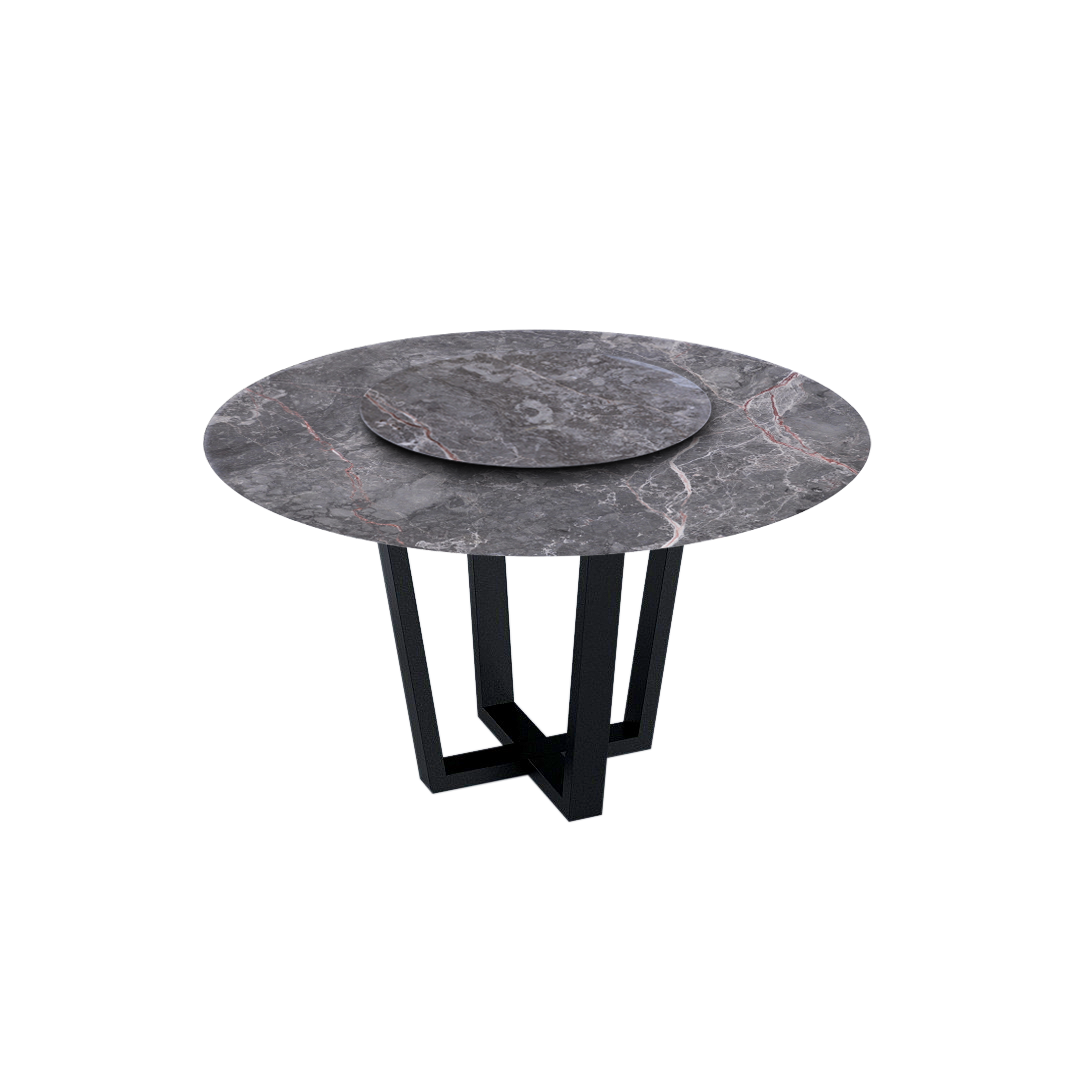 4.3ft Round Persian Grey Natural Marble Dining Table