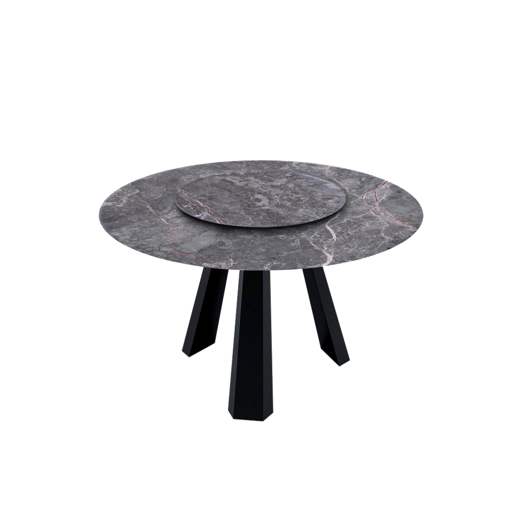 4.3ft Round Persian Grey Natural Marble Dining Table