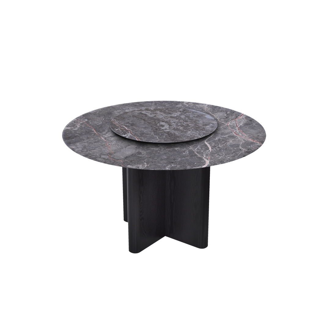 4.3ft Round Persian Grey Natural Marble Dining Table