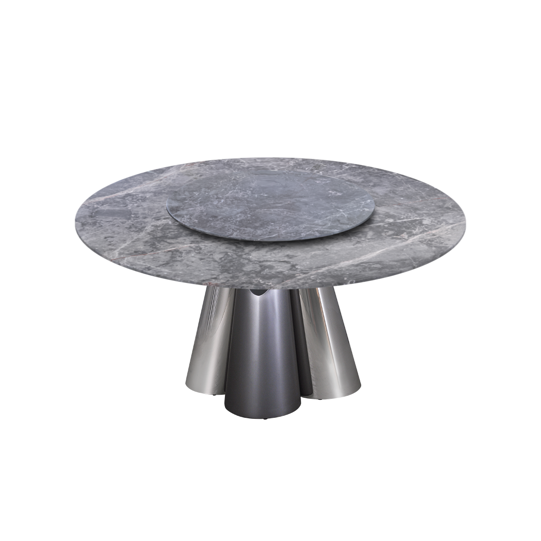 5ft Round Persian Grey Natural Marble Dining Table