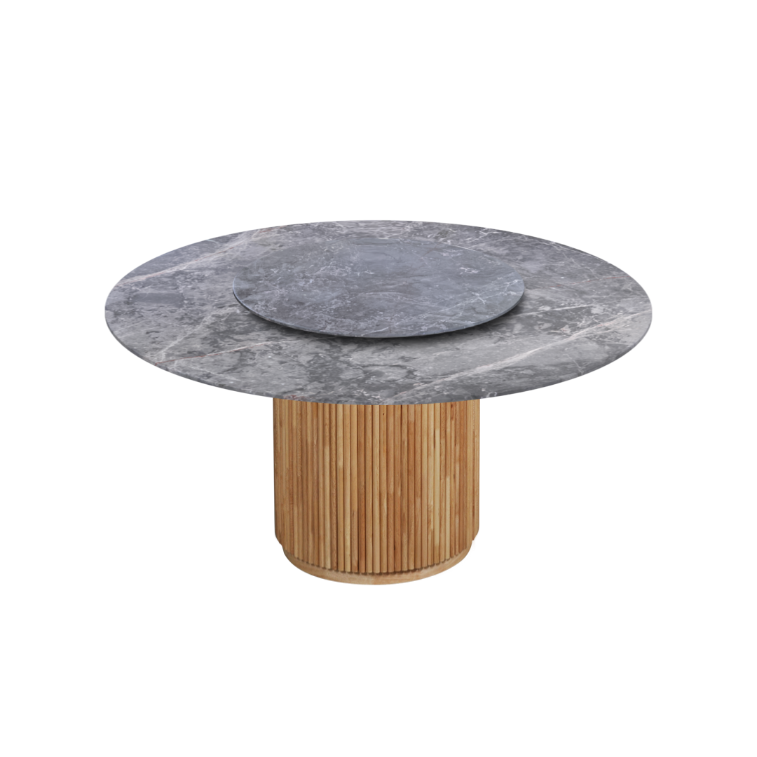 5ft Round Persian Grey Natural Marble Dining Table