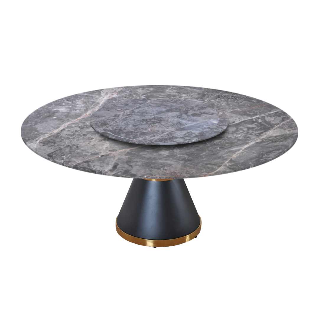 6ft Round Persian Grey Natural Marble Dining Table