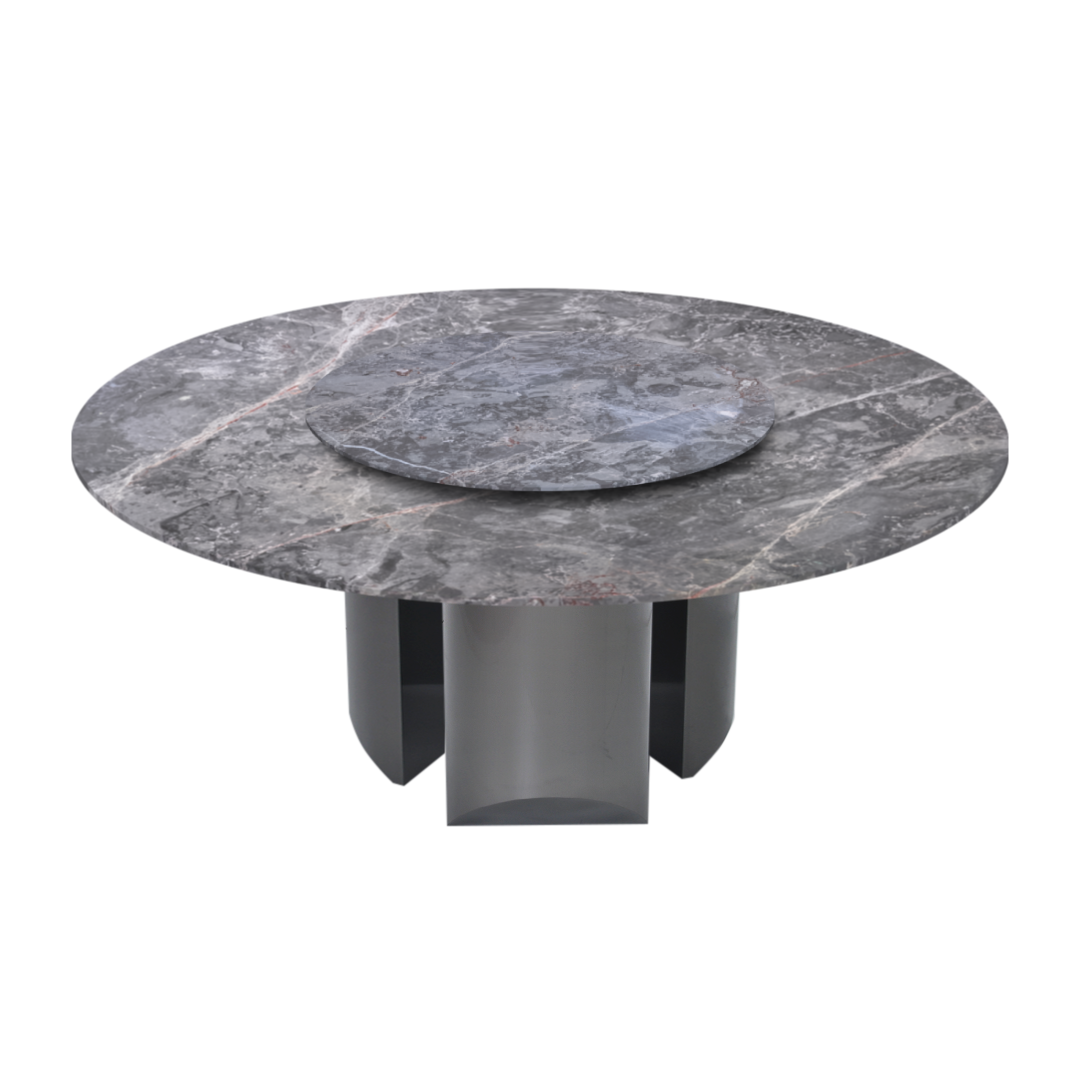 6ft Round Persian Grey Natural Marble Dining Table