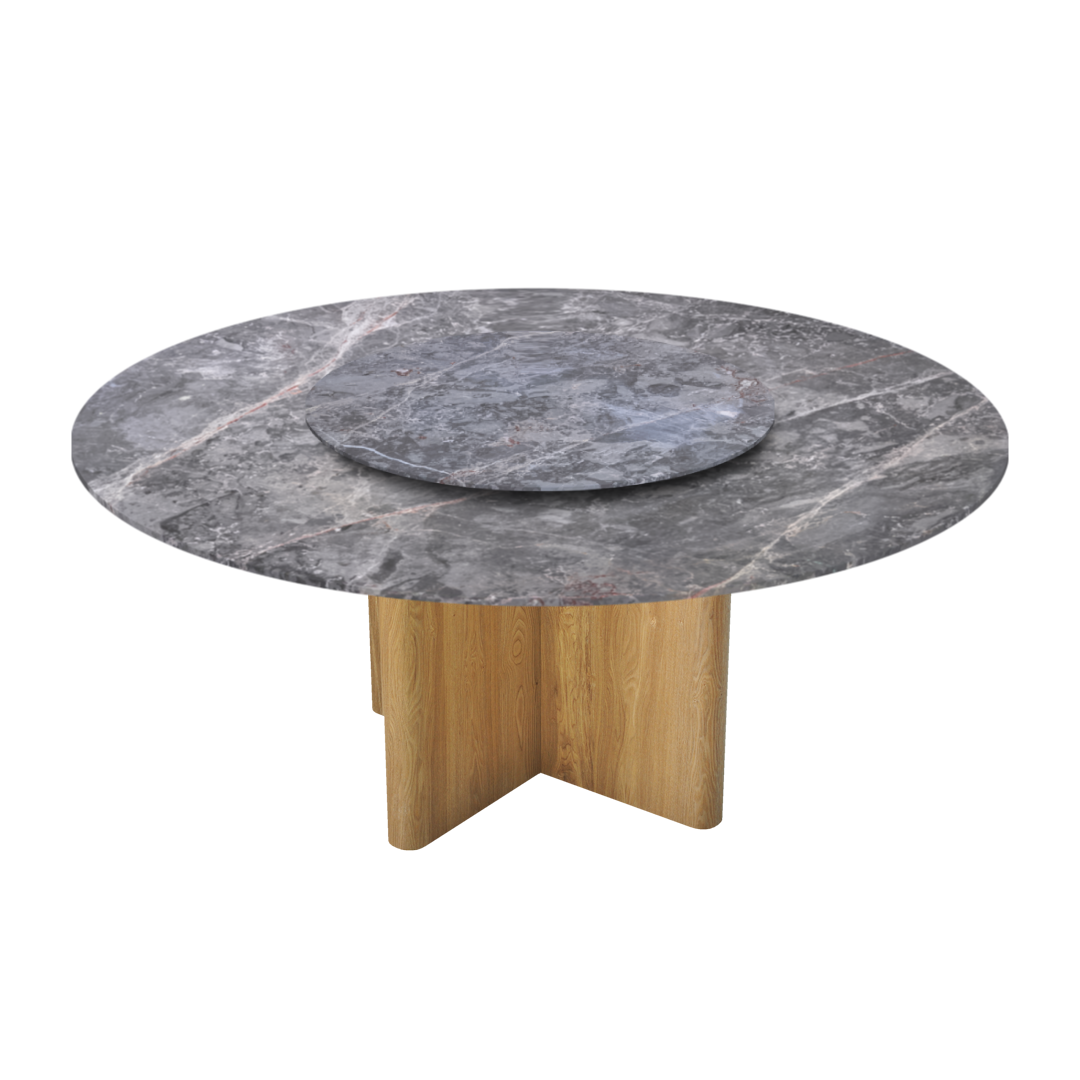 6ft Round Persian Grey Natural Marble Dining Table