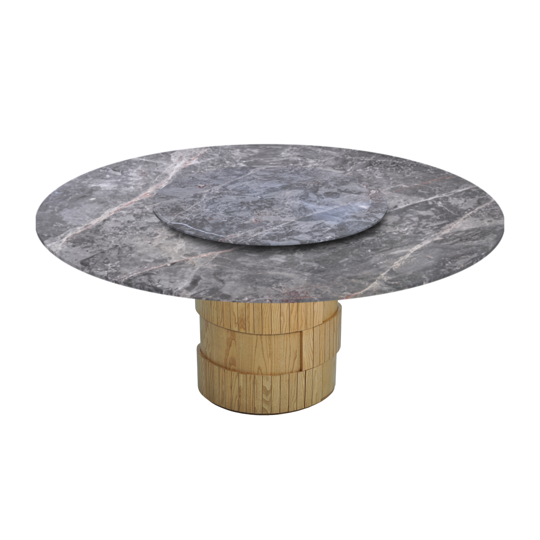 6ft Round Persian Grey Natural Marble Dining Table