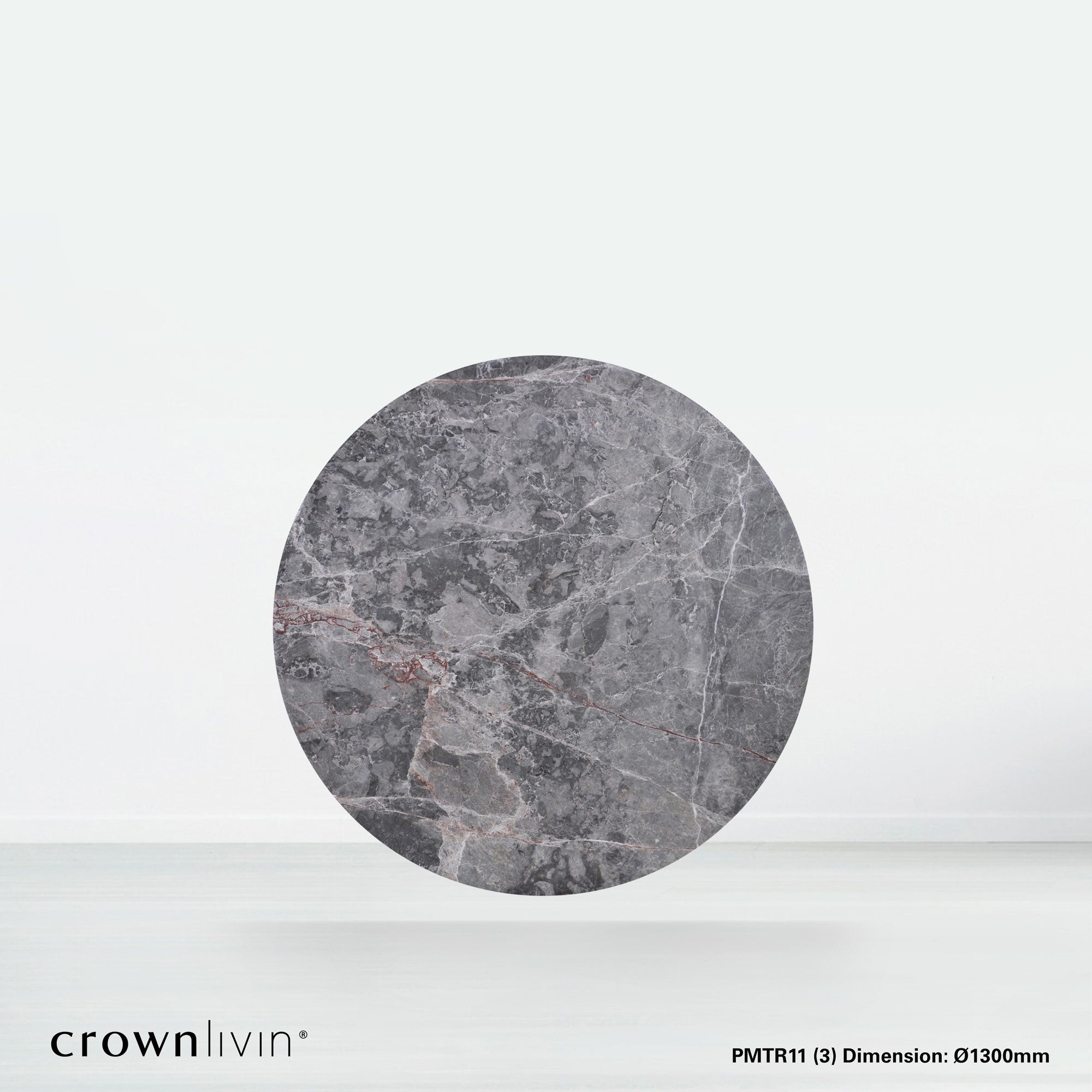 4.3ft Round Persian Grey Natural Marble Dining Table