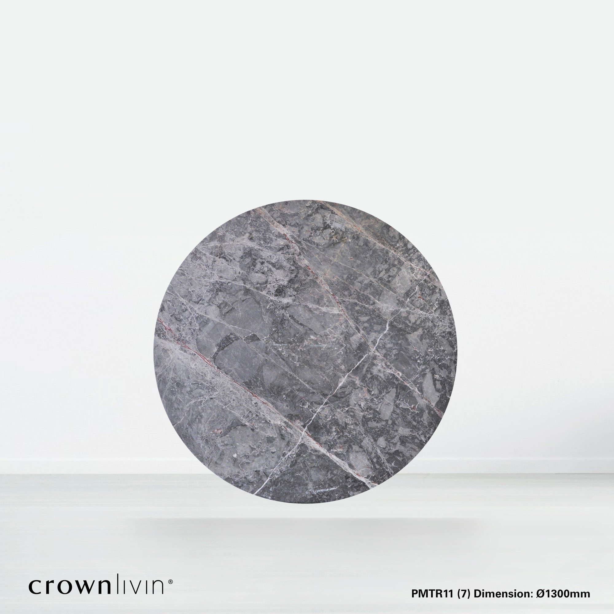 4.3ft Round Persian Grey Natural Marble Dining Table