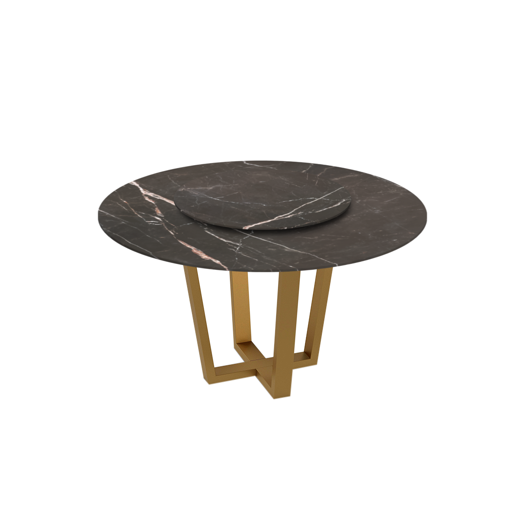 4.3ft Round Coffee Mousse Natural Marble Dining Table
