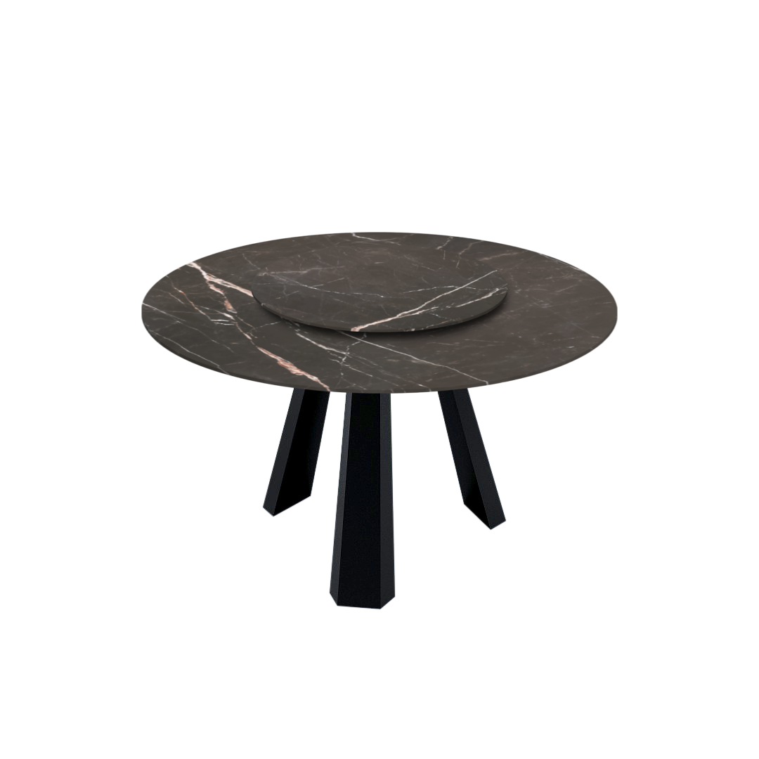 4.3ft Round Coffee Mousse Natural Marble Dining Table