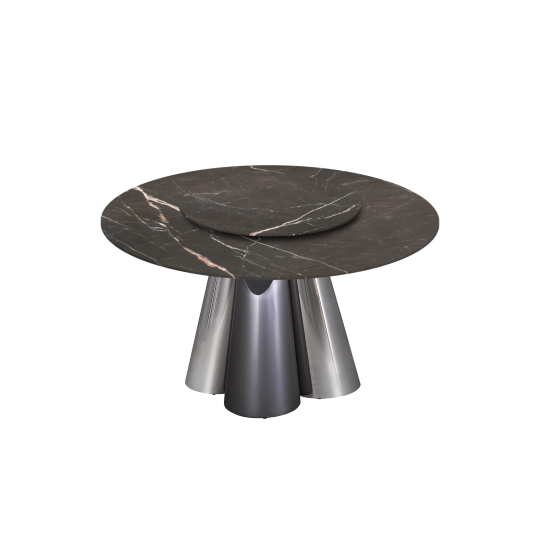4.3ft Round Coffee Mousse Natural Marble Dining Table