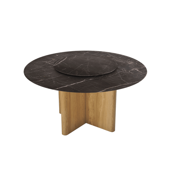 6ft Round Diamond White Natural Marble Dining Table