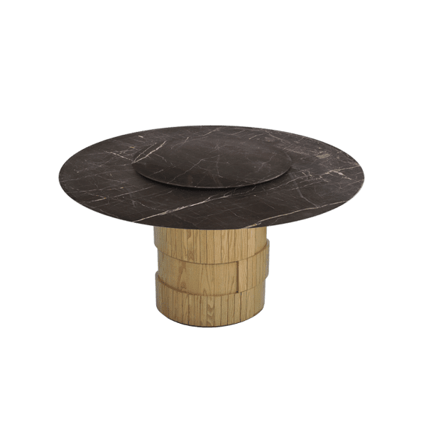 6ft Round Diamond White Natural Marble Dining Table