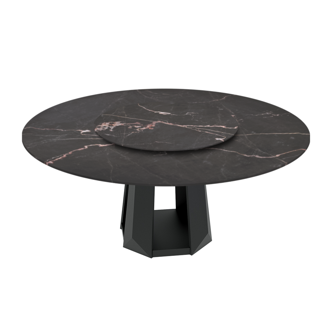 6ft Round Coffee Mousse Natural Marble Dining Table