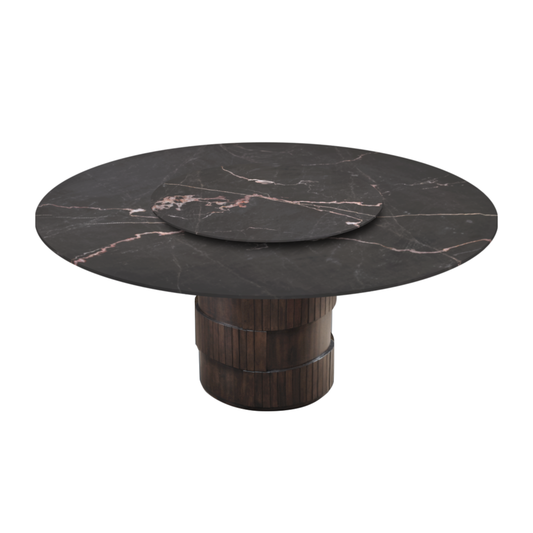 6ft Round Coffee Mousse Natural Marble Dining Table