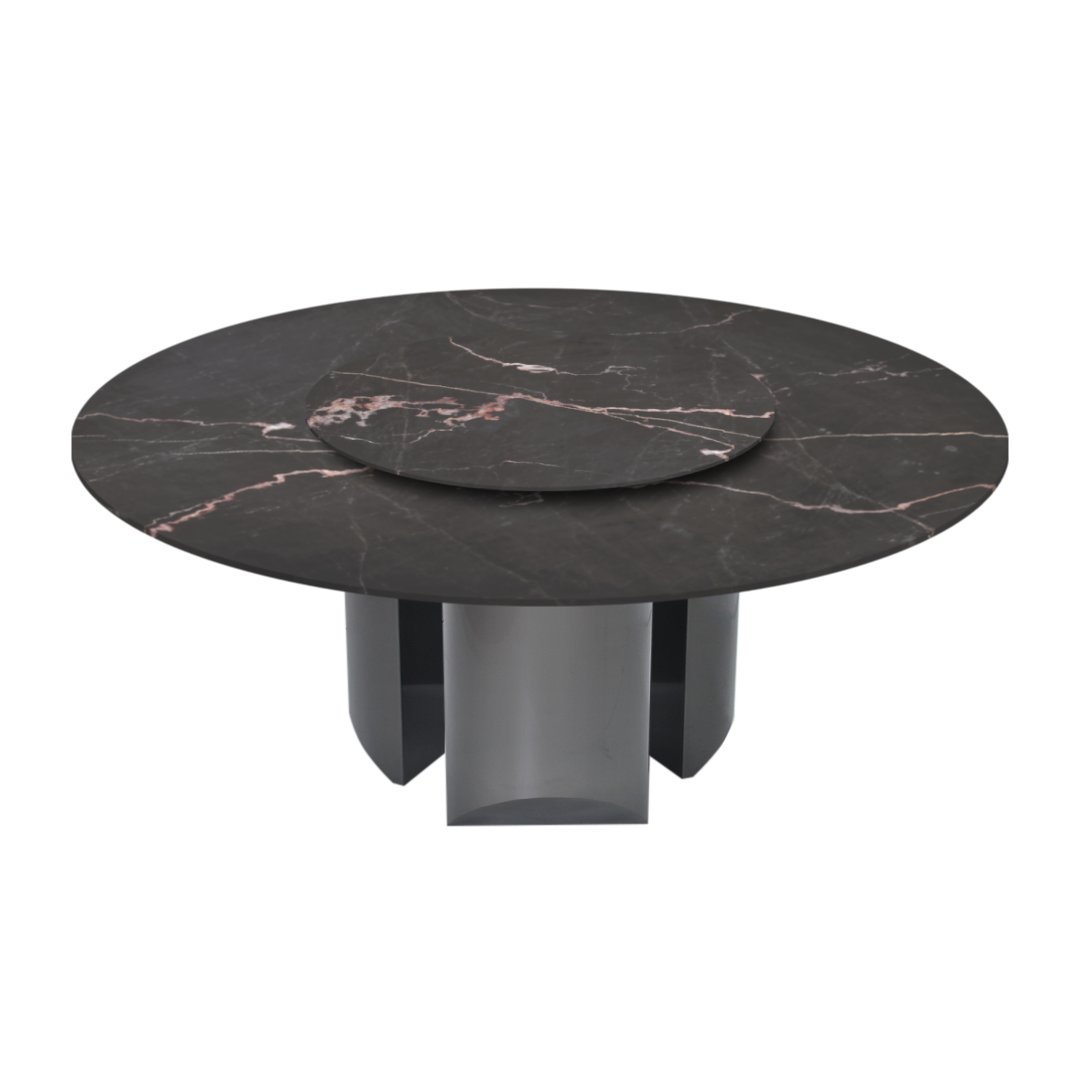 6ft Round Coffee Mousse Natural Marble Dining Table
