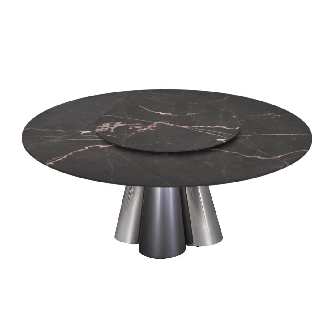 6ft Round Coffee Mousse Natural Marble Dining Table