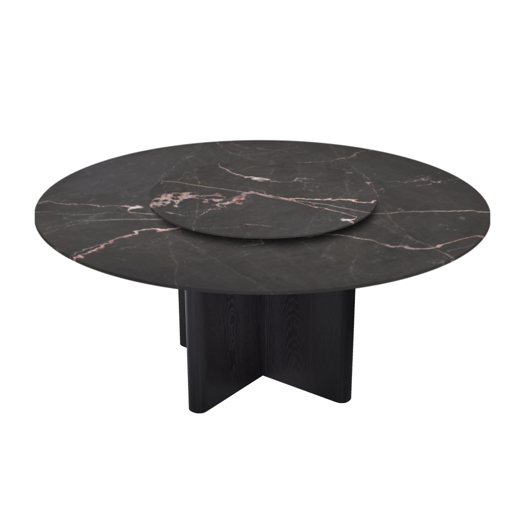 6ft Round Coffee Mousse Natural Marble Dining Table