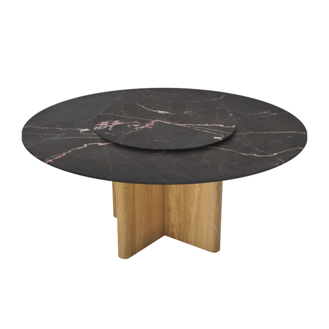 6ft Round Coffee Mousse Natural Marble Dining Table