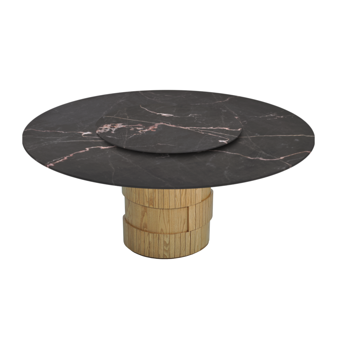 6ft Round Coffee Mousse Natural Marble Dining Table