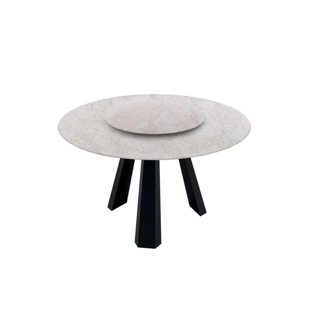 4.3ft Round Cream Marfil Natural Marble Dining Table