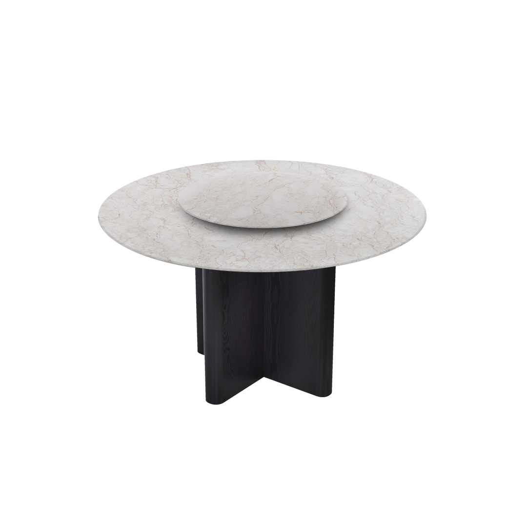 4.3ft Round Cream Marfil Natural Marble Dining Table
