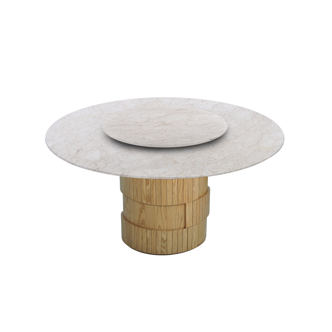 5ft Round Crema Marfil Natural Marble Dining Table