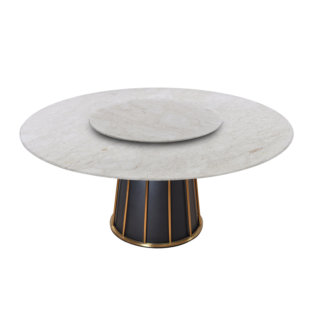 6ft Round Crema Marfil Natural Marble Dining Table