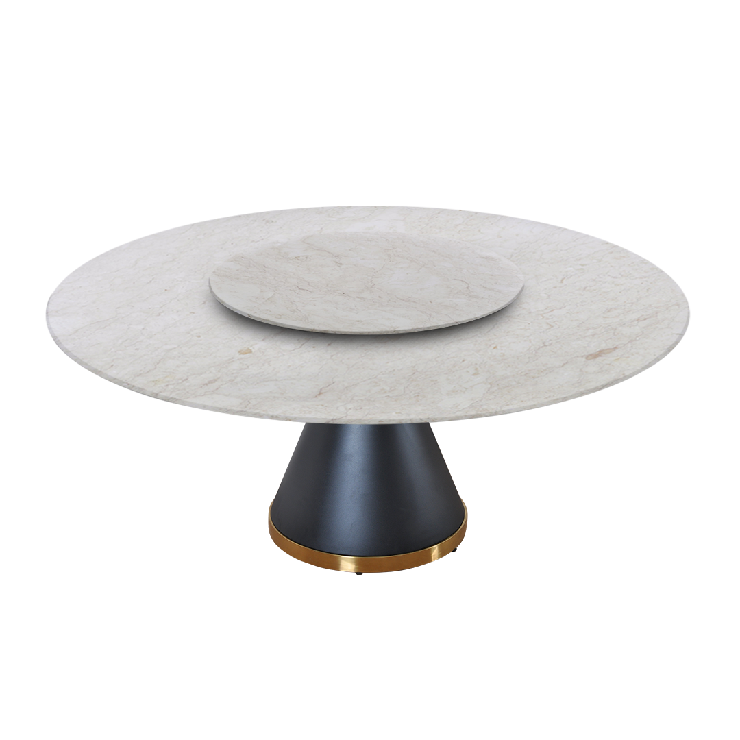 6ft Round Crema Marfil Natural Marble Dining Table