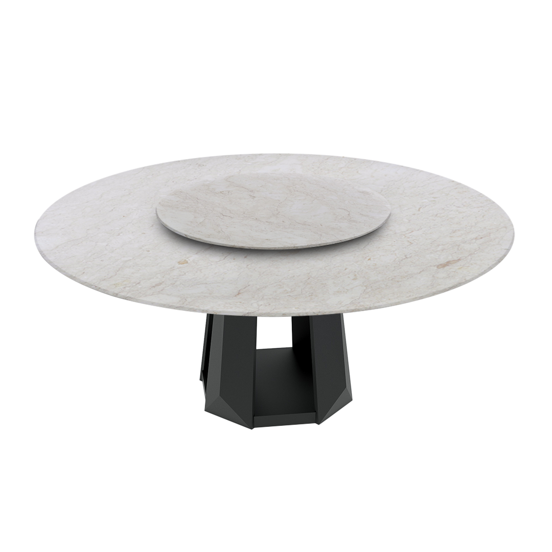 6ft Round Crema Marfil Natural Marble Dining Table