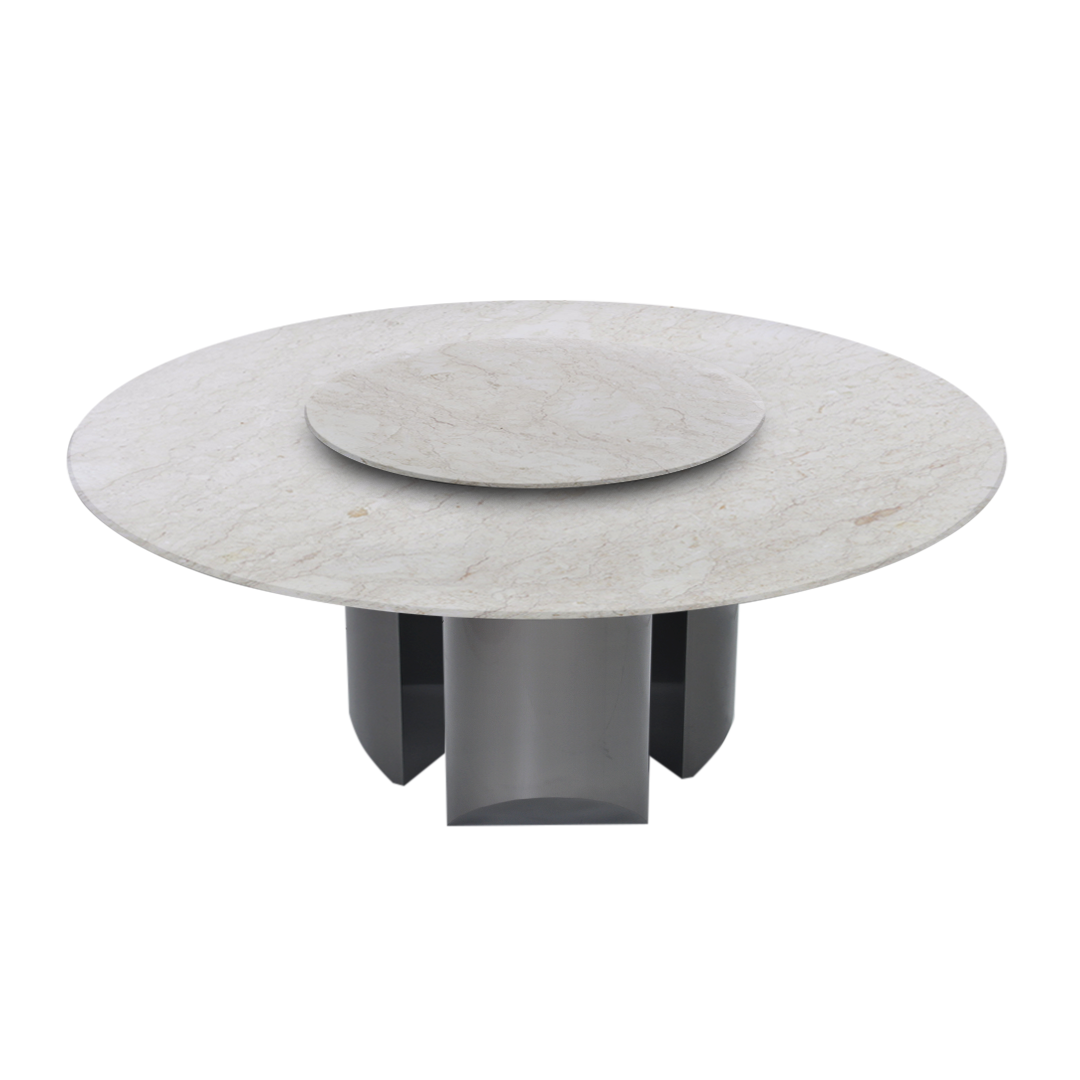 6ft Round Crema Marfil Natural Marble Dining Table