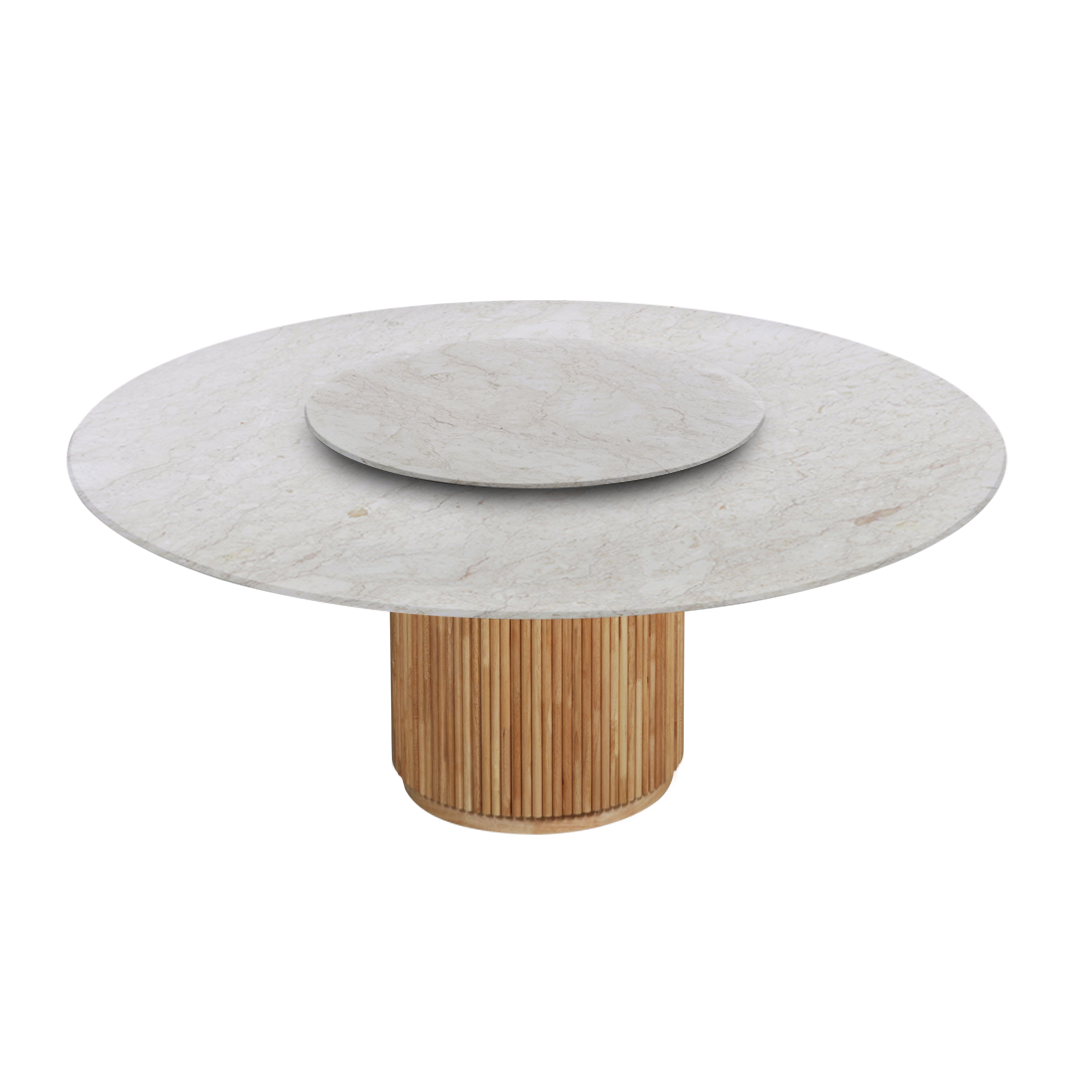 6ft Round Crema Marfil Natural Marble Dining Table