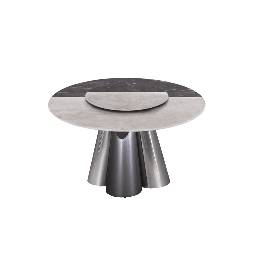 4.3ft Round Crema Marfil Natural Marble Dining Table