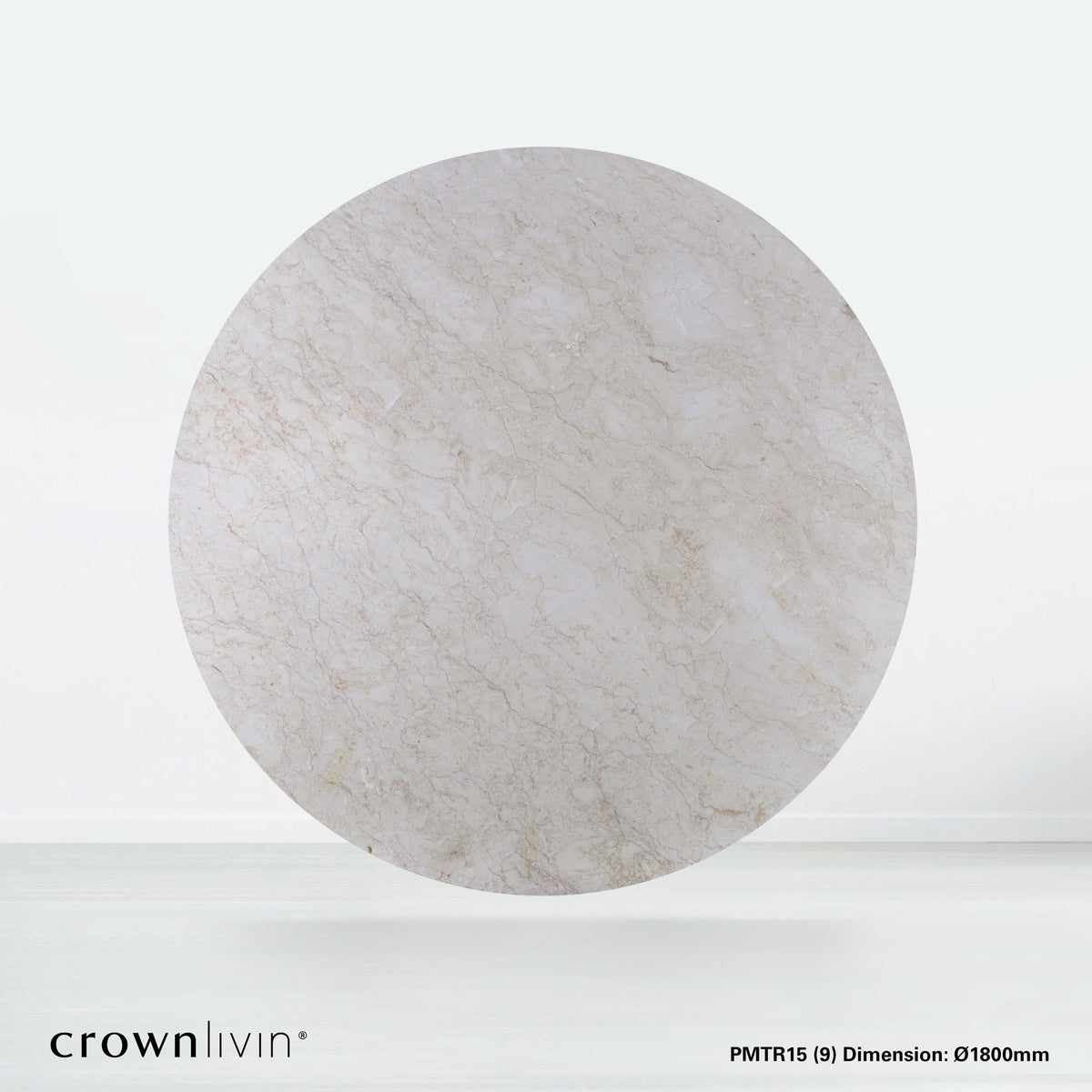 6ft Round Crema Marfil Natural Marble Dining Table