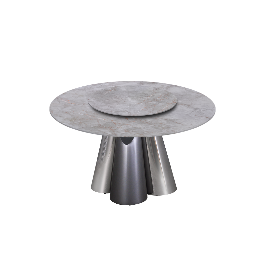 4.3ft Round Crema Nova Natural Marble Dining Table