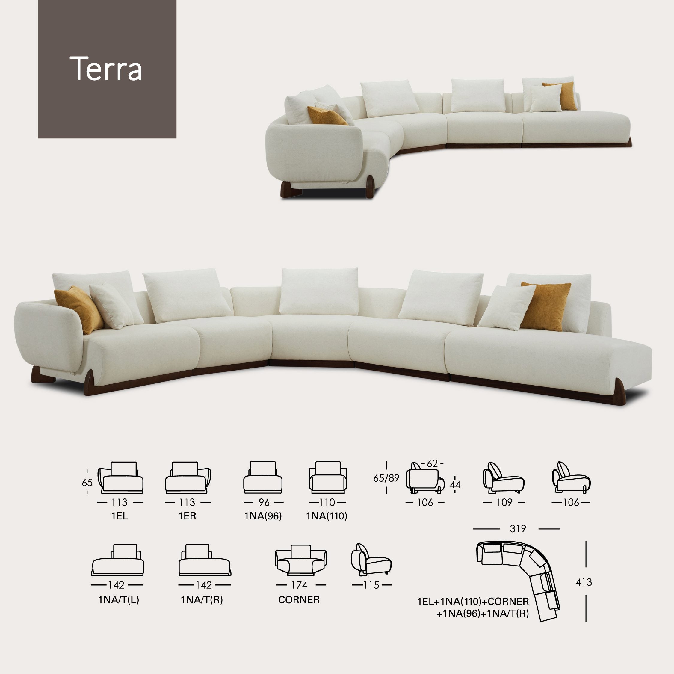TERRA – Sculptural Sofa with Wooden Leg