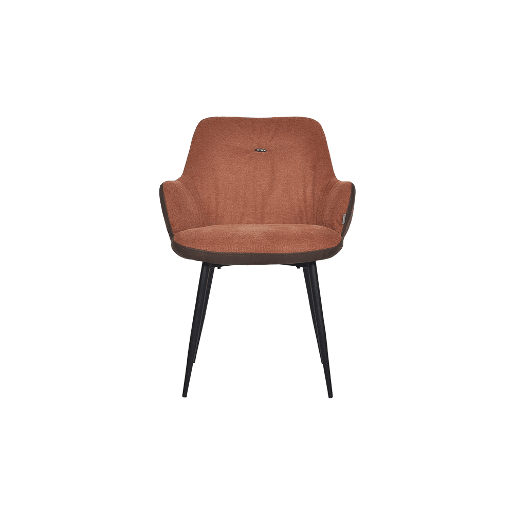 AXTON– 2-Tone Russet Color Single Stainless Steel Button Tufted Dining Chair with Armrest
