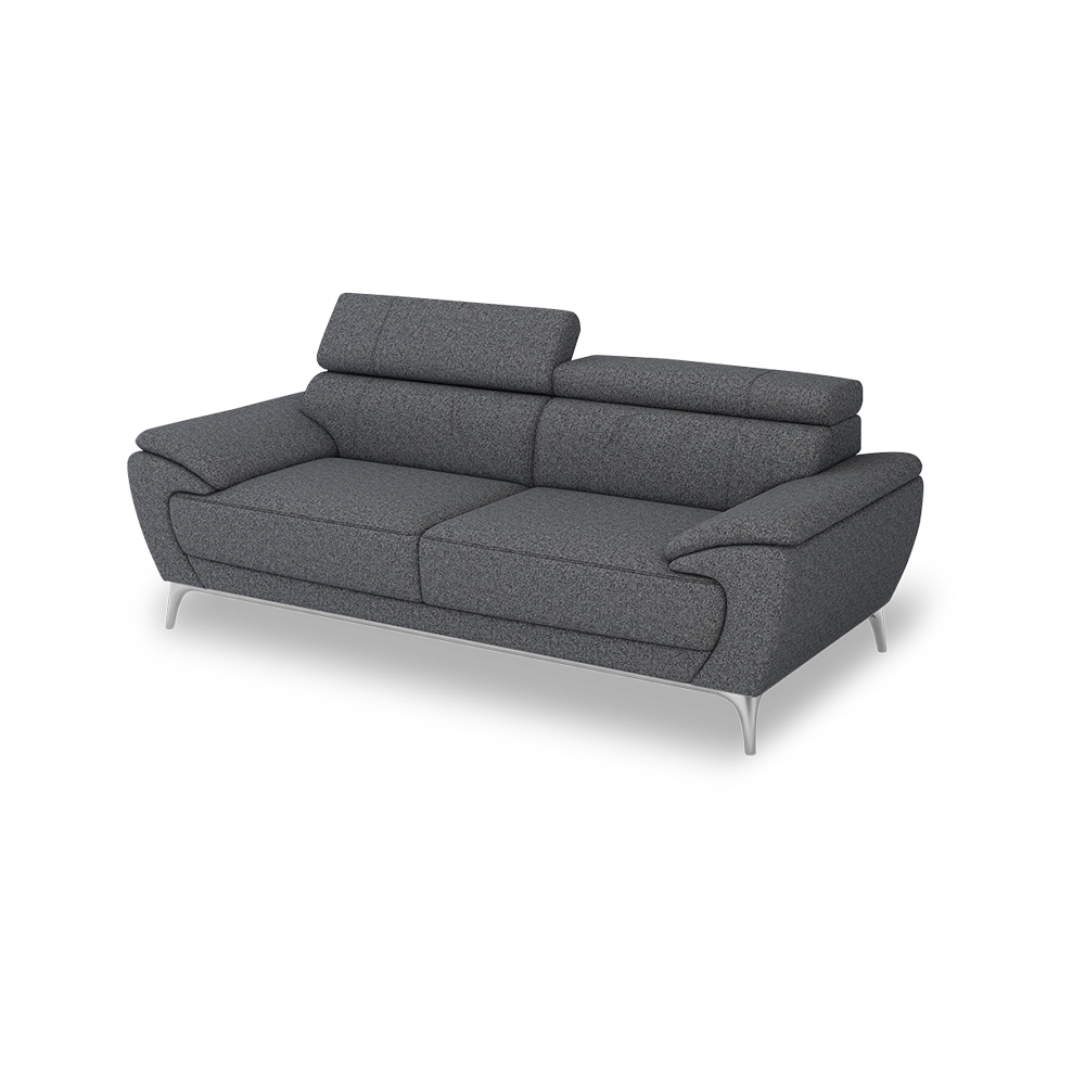 VICHY - Adjustable Headrest Fabric / Leather Sofa (3-seater)
