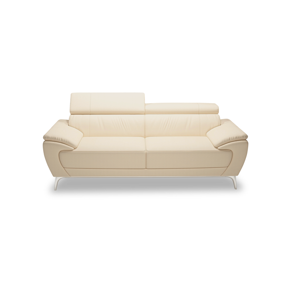 VICHY - Adjustable Headrest Fabric / Leather Sofa (3-seater)