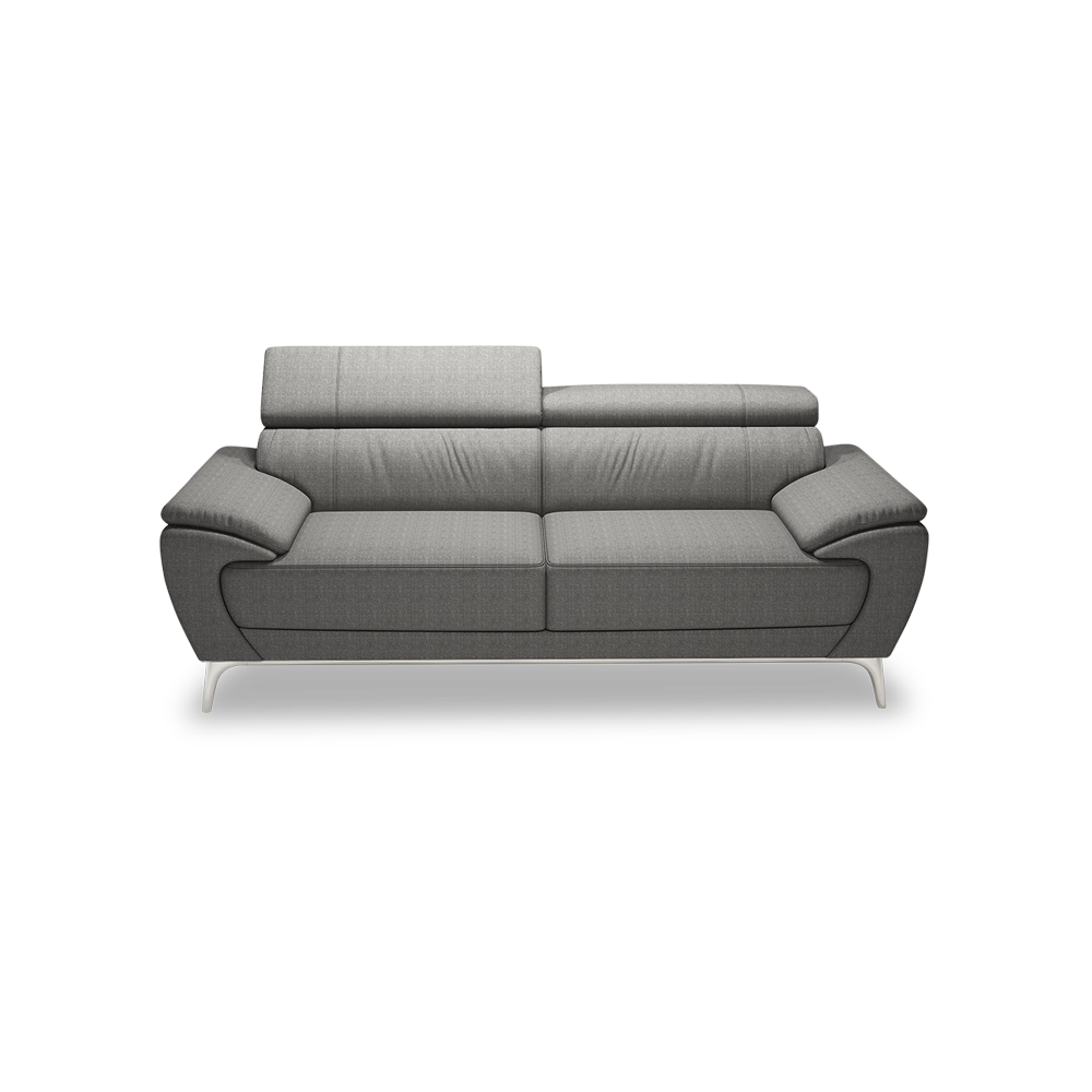 VICHY - Adjustable Headrest Fabric / Leather Sofa (3-seater)