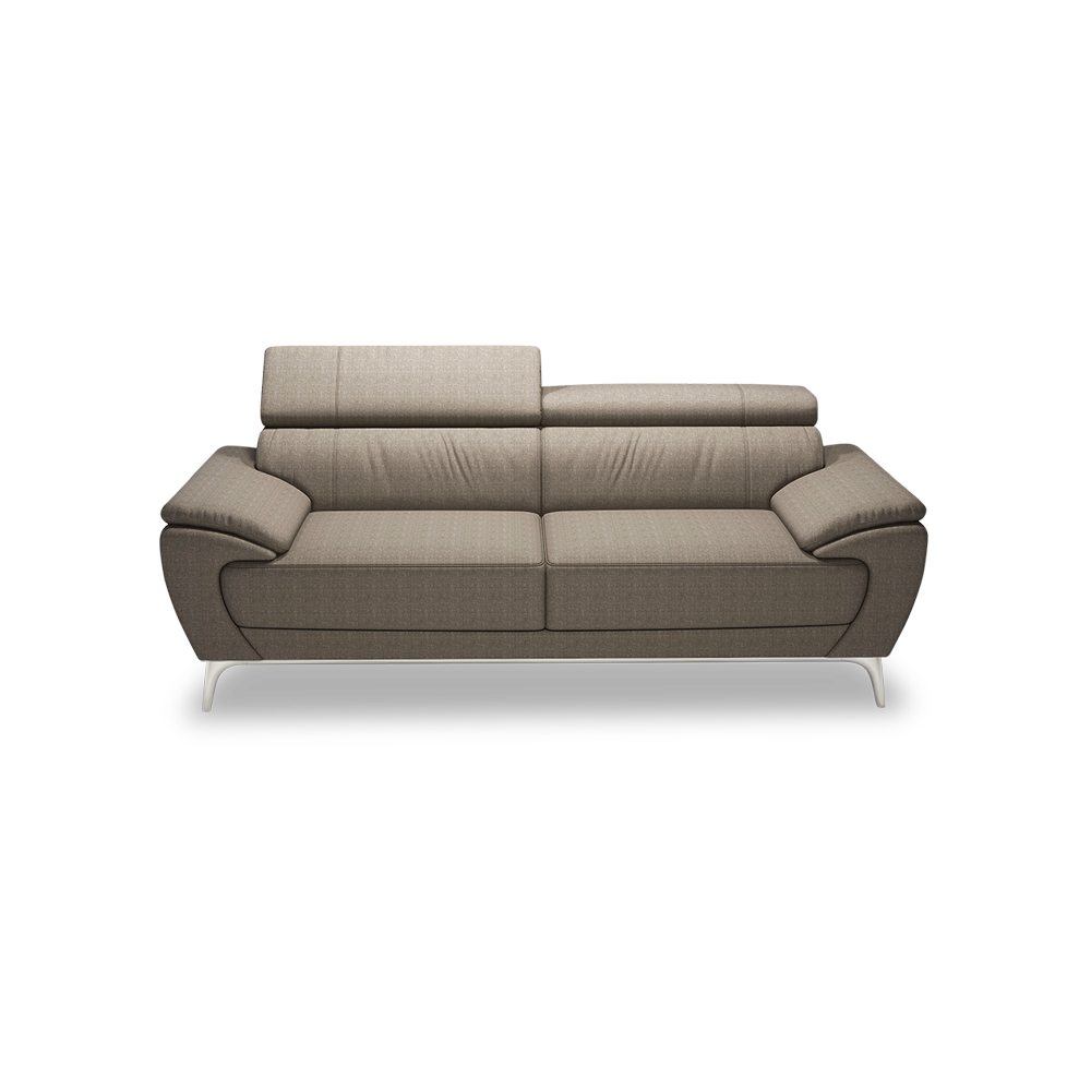 VICHY - Adjustable Headrest Fabric / Leather Sofa (3-seater)