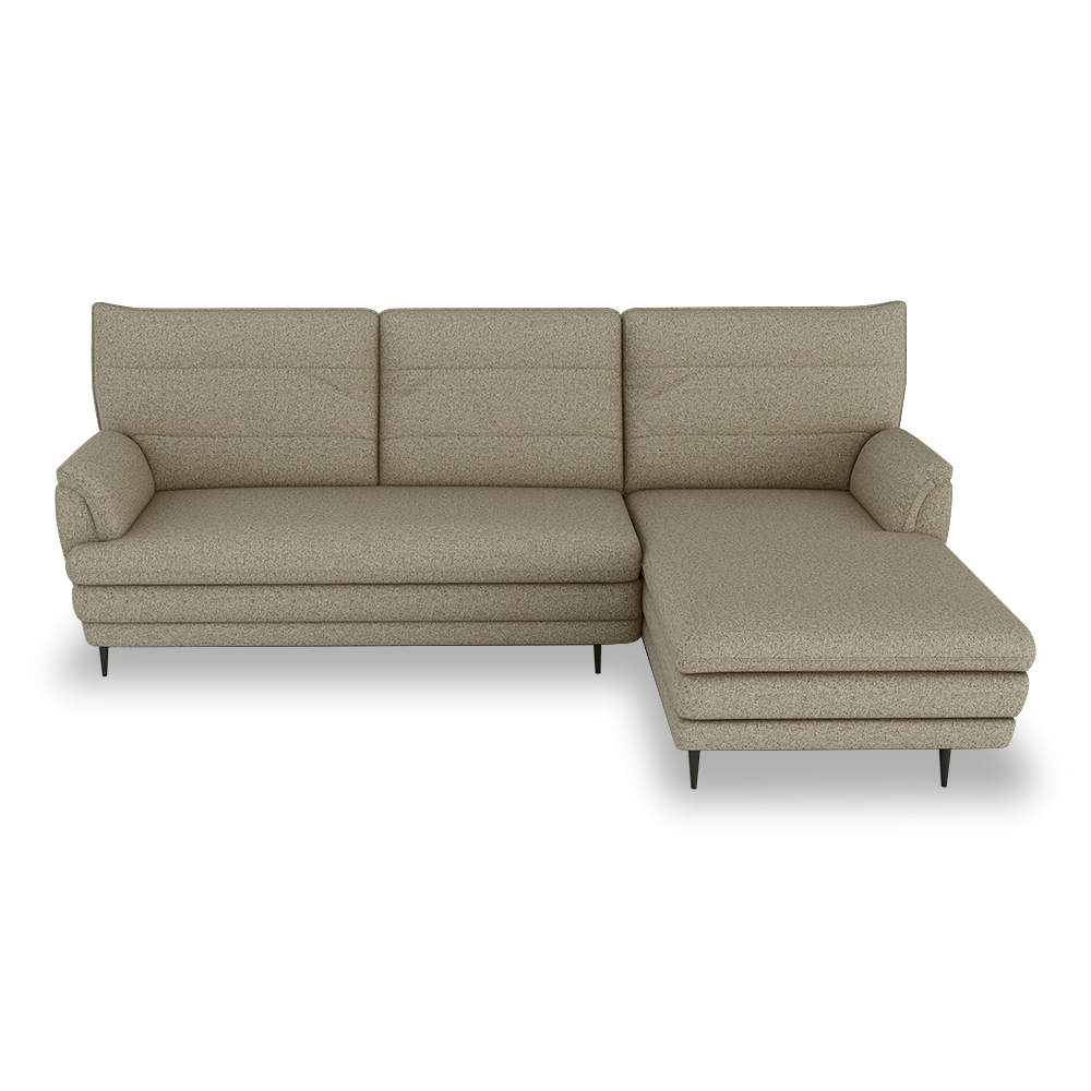 GENERAL - High Back Fabric / Leather Sofa (L-shaped Right)