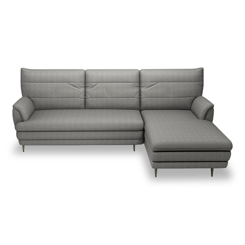 GENERAL - High Back Fabric / Leather Sofa (L-shaped Right)