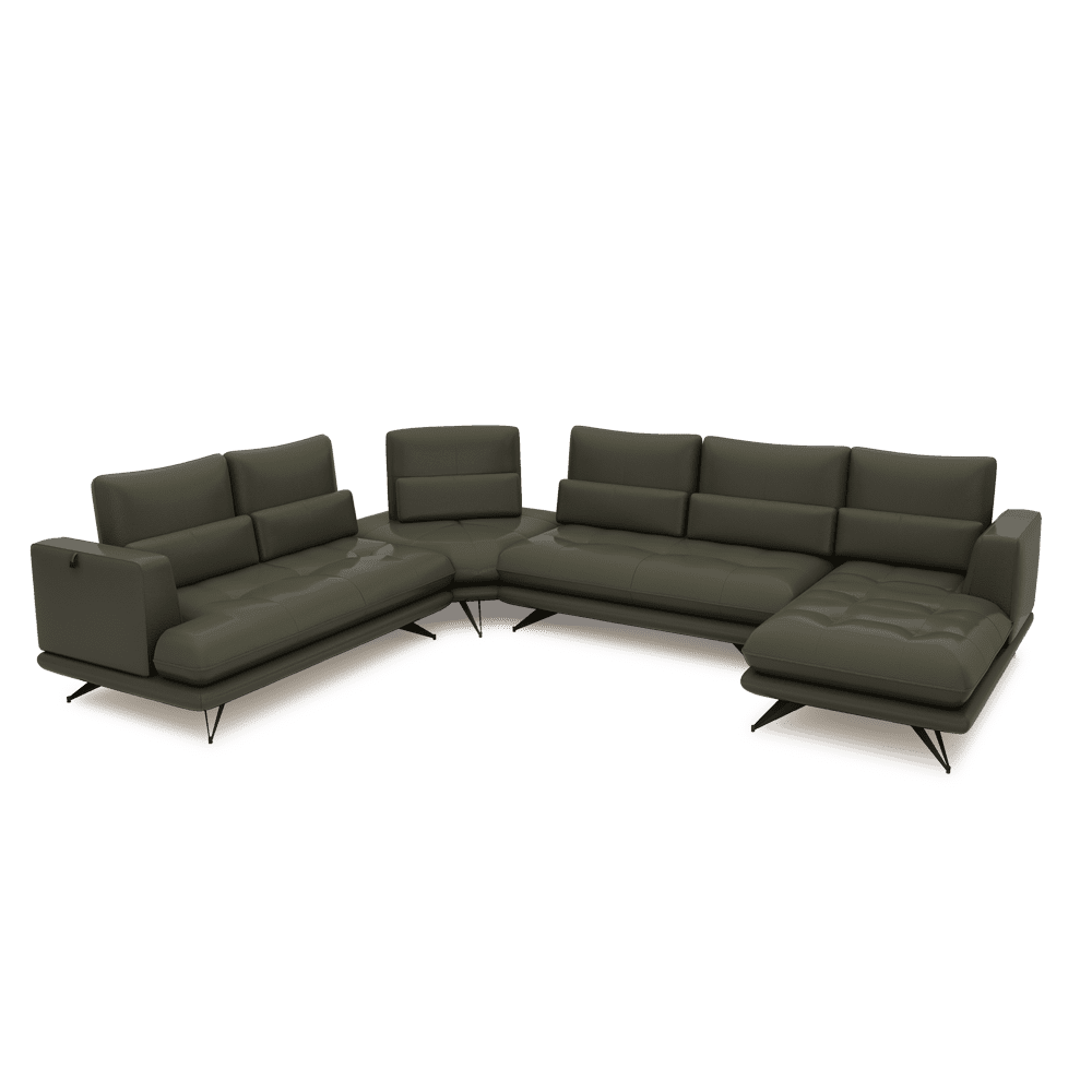 VILLA - Modular Push-Back Fabric / Leather Sofa (Corner)