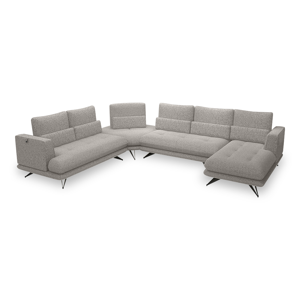 VILLA - Modular Push-Back Fabric / Leather Sofa (Corner)