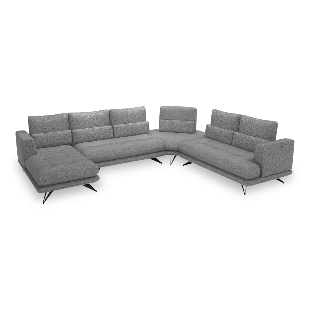 VILLA - Modular Push-Back Fabric / Leather Sofa (Corner)